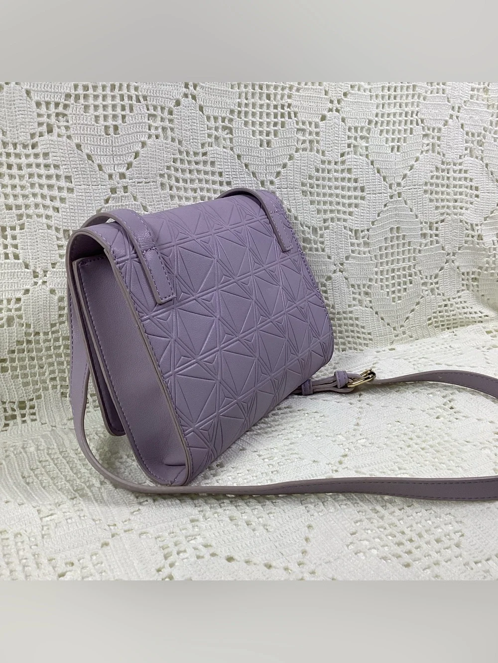 Hank & Henry Lilac Geometric Embossed Crossbody Bag